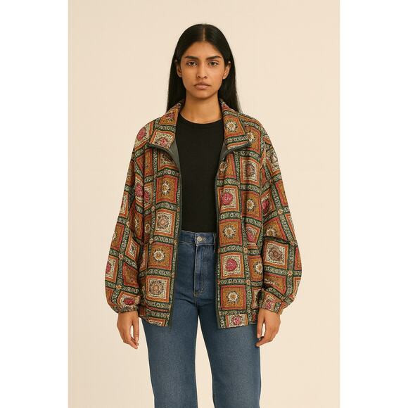 Vintage Silk Floral Windbreaker Stunt Sports - Picture 1 of 4